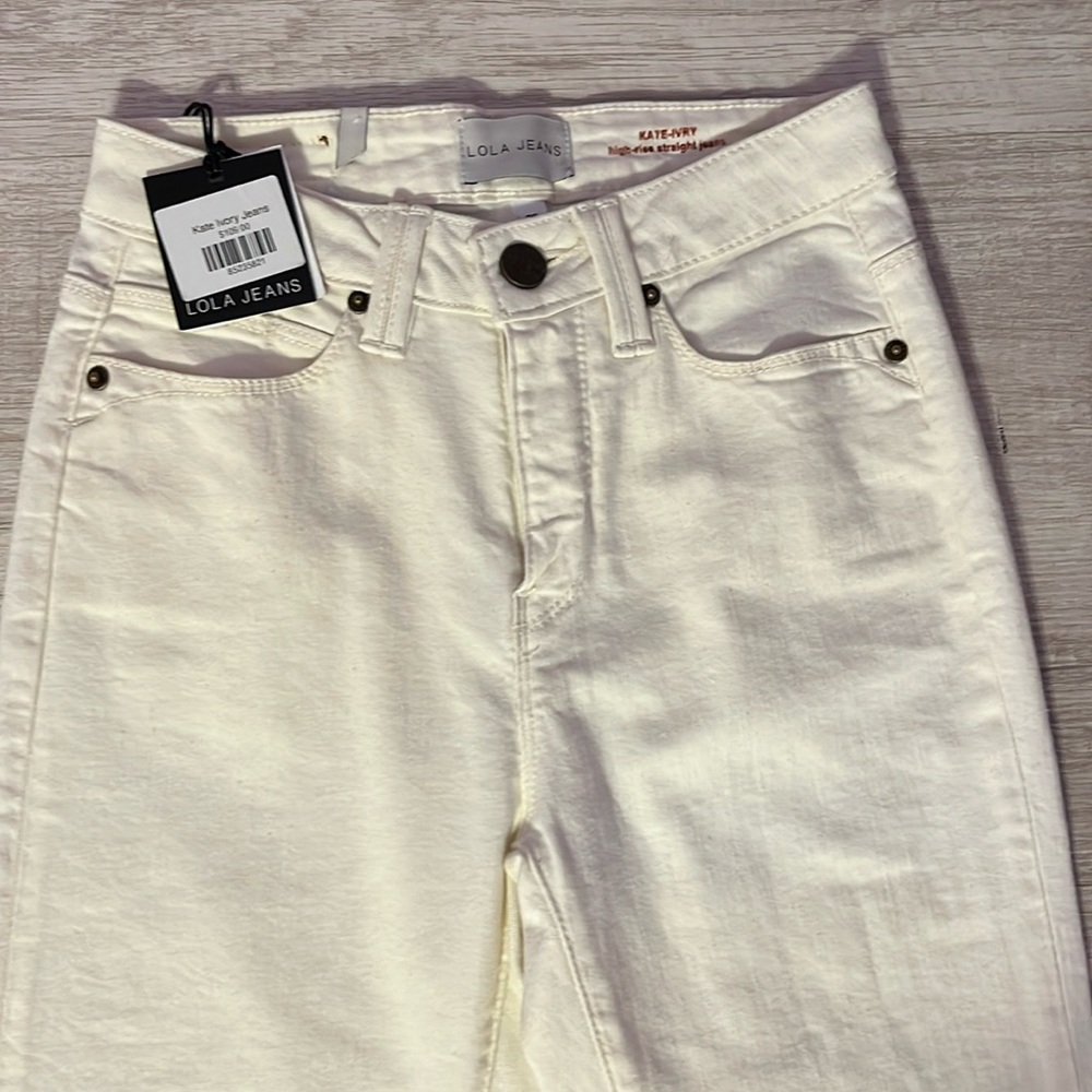 Lola Jeans Kate Ivory Jeans High Rise Straight Size 25 NWT